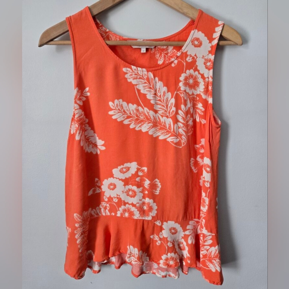 PART TWO Floral Sleeveless Ruffle Trim Viscose Top - Orange